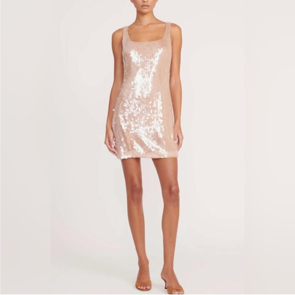 STAUD Rose Gold Sequin Mini Dress